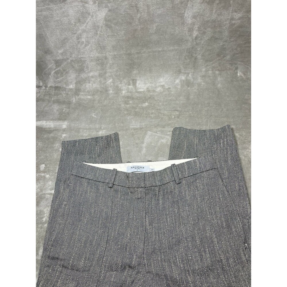 M.M Lafleur Ankle Straight Pants Women Size 8 Tweed Gray Brown Trousers Work